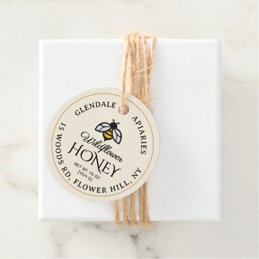 丸いハニージャベルネックタグアイボリー飾り蜂 フェイバータグ (インサイチュ)