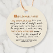 丸いハニージャベルネックタグアイボリー飾り蜂 フェイバータグ (裏面)