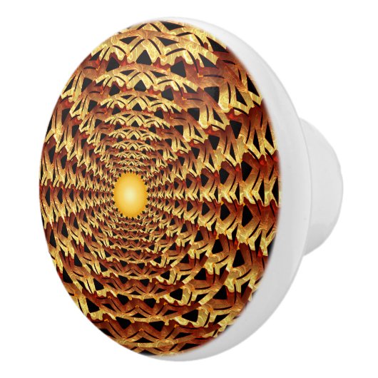 丸いバスケット織りの幾何学模様 セラミックノブ (右)