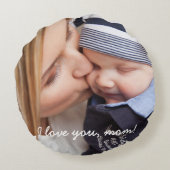 丸いパーソナライズされた枕あなたの写真と文字を追加 ラウンドクッション (裏面)