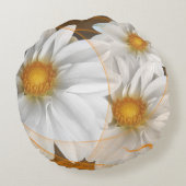 丸いピローフラワーホワイトブラックオレンジ ラウンドクッション (裏面)