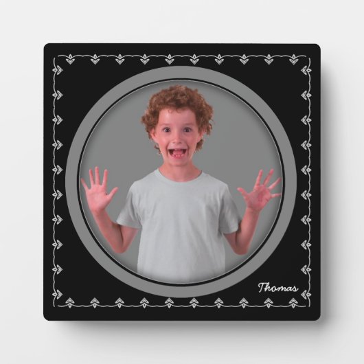 丸いフォトフレームプラークブラック フォトプラーク (正面)
