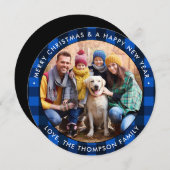 丸いブモダンルーバッファロープレイドクリスマス写真 シーズンカード (正面/裏面)