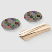 丸いブラシストロークのデジタルアート。 ハンドファン (組立なし)