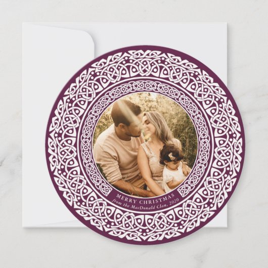 丸いプラム+オフ白ケルトの休日のフォトカード シーズンカード (正面)