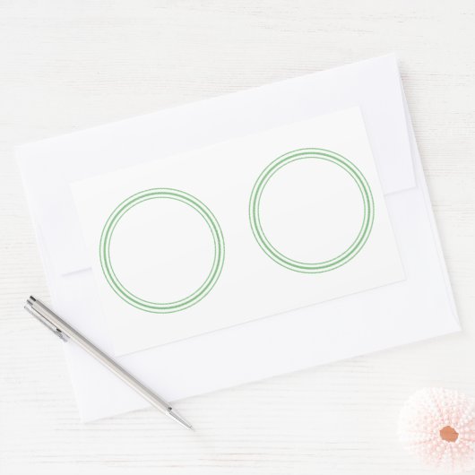 丸いプレーンのステッ縁どク付き- Greetings Lables 長方形シール (封筒)