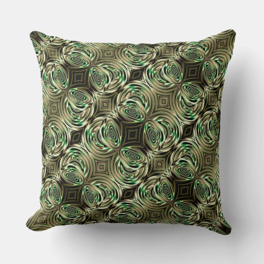 丸いベージュとミントメタルとガラスハンドル クッション (正面)