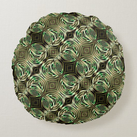 丸いベージュとミントメタルとガラスハンドル ラウンドクッション (正面)