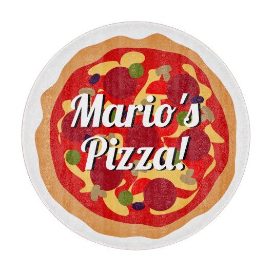 丸いペパロニピザフイタリアンードカスタム カッティングボード (正面)