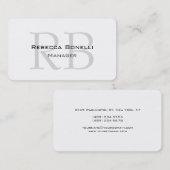 丸いホワイトグレーのモノグラムマネージャの名刺 名刺 (正面/裏面)