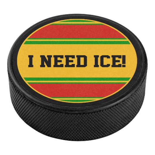 丸いボタン – ストライプ赤い緑の黄色 アイスホッケーパック (3/4)