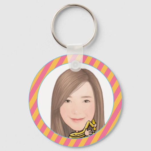 丸いボタン、標準、2 1/4インチボタン キーホルダー (正面)