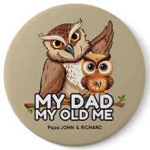 丸いボタン：私のパパ私の古い私（茶色）