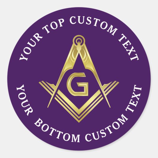 丸いマソニックシール |パープル&金ゴールドグランドロッジ ラウンドシール (正面)