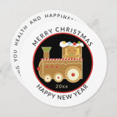 丸いミニマルクリスマスジンジャーブレッド シーズンカード (正面/裏面)