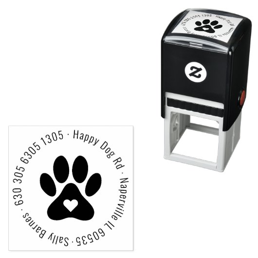 丸いモダンペットラバーポープリント差出人住所。 セルフインキングスタンプ (インサイチュ)