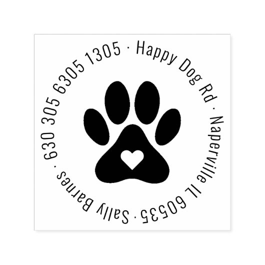 丸いモダンペットラバーポープリント差出人住所。 セルフインキングスタンプ (デザイン)