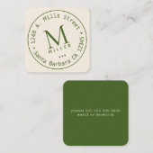丸いモノグラム緑縁ど スクエア名刺 (正面/裏面)