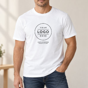 丸いロゴのビジネス名と所在地のスタッフ Tシャツ