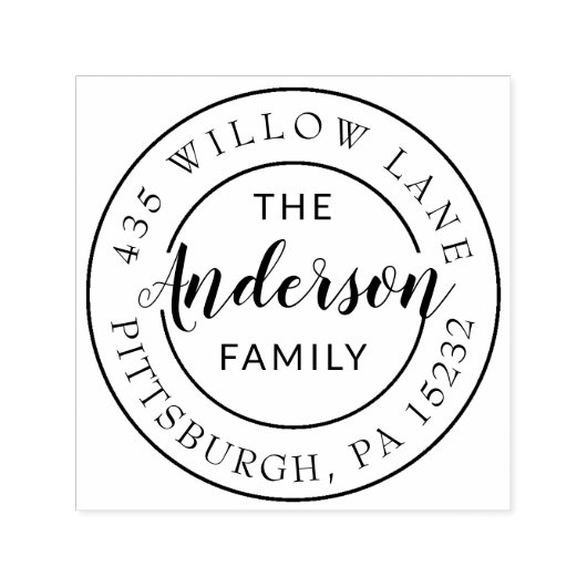 丸いロゴファミリ名の手書きスタンプ セルフインキングスタンプ (デザイン)