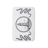 丸いロープフレームの海の灯台 バスマット (正面縦)