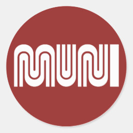 丸いワインレッドのサンフランシスコMuniステッカー ラウンドシール