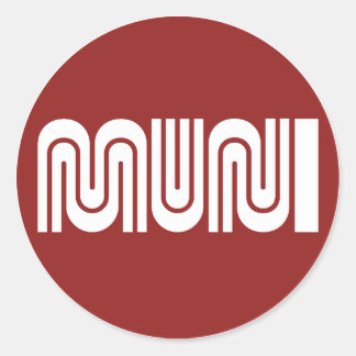 丸いワインレッドのサンフランシスコMuniステッカー ラウンドシール