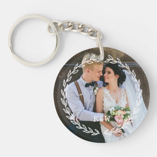 丸いヴィンテージ枠モノグラムの写真 キーホルダー (正面)