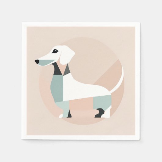 丸い中に立っているダシュント犬 スタンダードカクテルナプキン (正面)