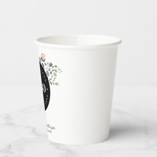 丸い円のカスタム会社ロゴ 花のグリーン 紙コップ (左)