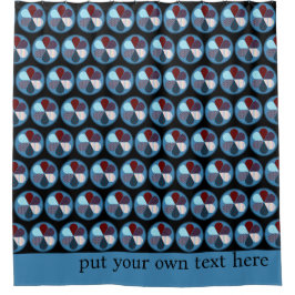 丸い円の形の模様マルーン赤いブルーブラック シャワーカーテン