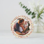 丸い円レッドグリーンイエロー絵を描写真ハッピー シーズンカード (スタンド正面)