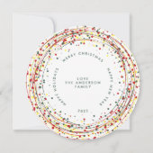 丸い円レッドグリーンイエロー絵を描写真ハッピー シーズンカード (裏面)