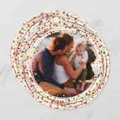 丸い円レッドグリーンイエロー絵を描写真ハッピー シーズンカード (正面/裏面)