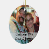 丸い写パーソナライズされた真のクリスマス飾り セラミックオーナメント (右)