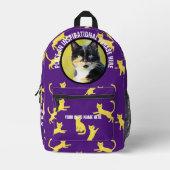 丸い写真と文字紫色のジャンプ猫 プリントバックパック (正面)