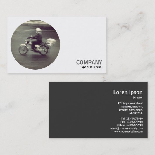 丸い写真 – バイクの移動 名刺 (正面/裏面)