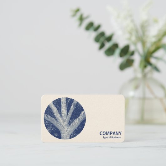 丸い写真 – 分岐 – シアノタイプ 名刺 (スタンド正面)