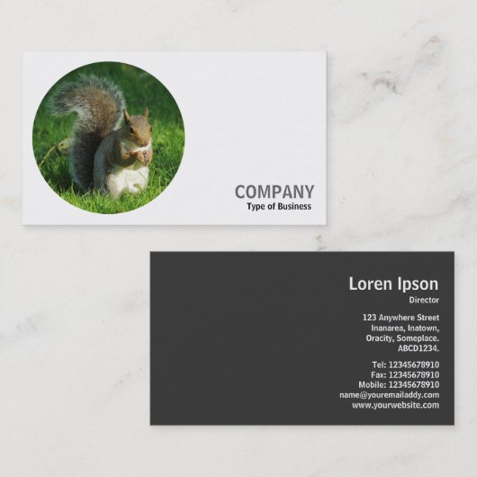 丸い写真 – 灰色リス02 名刺 (正面/裏面)