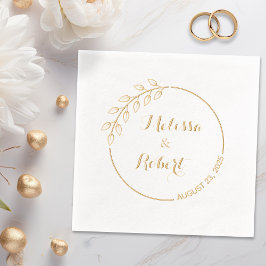 丸い分岐離れとの結婚リース 箔ナプキン