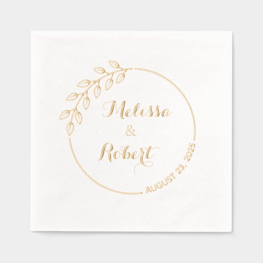 丸い分岐離れとの結婚リース 箔ナプキン (正面)