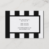 丸い垂直白黒ストライププレーンモダン 名刺 (裏面)