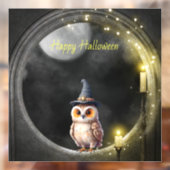 丸い塔の窓辺にいるハロウィンのフクロウ ウィンドウサイン (シート2)