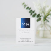 丸い大きなモノグラムホワイトブルーの名刺 名刺 (スタンド正面)