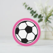 丸い女の子のサッカーバースデーパーティーの招待状 招待状 (スタンド正面)