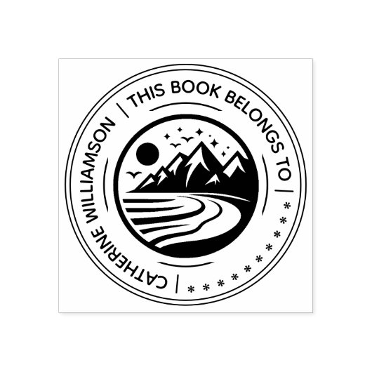丸い山のスケッチ この本は〇〇のもの ラバースタンプ (インプリント)