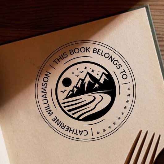 丸い山のスケッチ この本は〇〇のもの ラバースタンプ