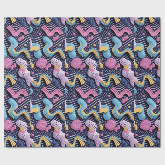 丸い形状のパステルライン ラッピングペーパー (フラット)