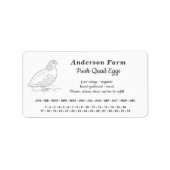 丸い日付 – ファームウズラ卵ホワイトステッカー ラベル (正面)