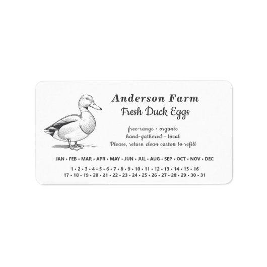 丸い日付 – ファームダックエッグホワイトステッカー ラベル (正面)